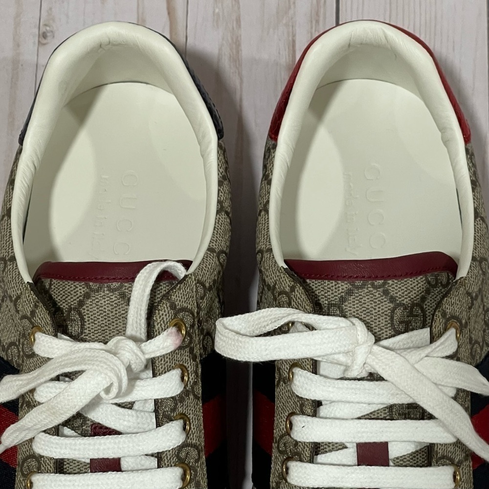 GUCCI  Men's Ace GG Supreme Low Top Sneaker Beige Size - 7 - Picture 13 of 15